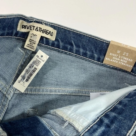 New Madewell Rivet & Thread High Rise Relaxed Straight Jeans - Picture 7 of 11